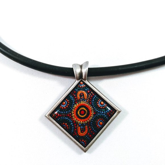 Allegria Designs Jewelry - Aboriginal Multicolor Mosaic Pendant